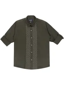 CAVIO Boys Comfort Spread Collar Roll-Up Sleeves Cotton Casual Shirt