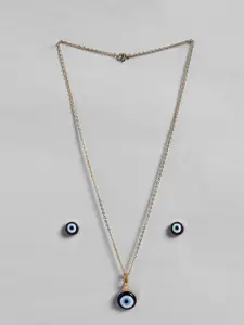 EL REGALO Girls Evil Eye Charm Earrings & Necklace with Ring