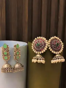 ATIBELLE Set of 2 Contemporary Jhumkas Earrings