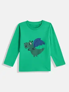 NEXT Boys Baby Dragon Print Pure Cotton Applique T-shirt With Minimal Embroidered Detail