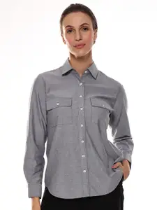 Gazillion Smart Chambray Weave Pure Cotton Casual Shirt