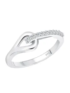 Vighnaharta Rhodium Plated & CZ Stone-Studded Finger Ring