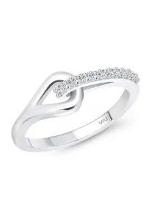 Vighnaharta Silver-Plated CZ-Studded Finger Ring