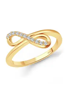 Vighnaharta Gold-Plated CZ-Studded Finger Ring