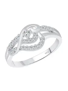 Vighnaharta Rhodium-Plated Cubic Zirconia-Studded Alloy Finger Ring