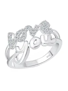 Vighnaharta Rhodium-Plated CZ-Studded Finger Ring