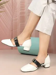 ELLE Square Toe Block Mary Janes With Buckle Detail