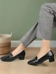 ELLE Square Toe Embellished Block Pumps