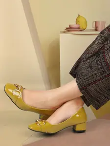 ELLE Square Toe Embellished Block Pumps