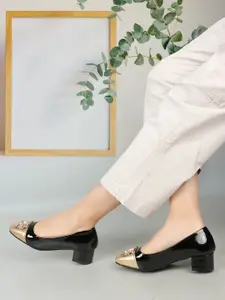 ELLE Square Toe Embellished Block Pumps