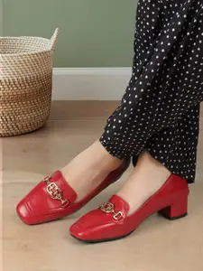 ELLE Square Toe Embellished Block Pumps