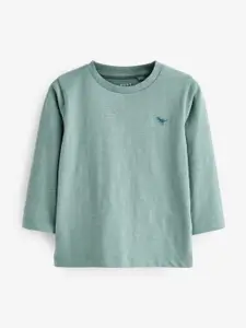 NEXT Boys Solid Pure Cotton T-shirt With Minimal Embroidered Detail