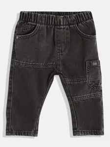 NEXT Boys Solid Regular Fit Mid-Rise Light Fade Pure Cotton Cargo-Style Jeans