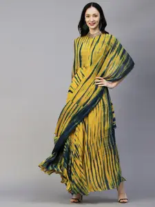 Envy Me by FASHOR Tie & Dye Cape Sleeves Embroidered A-Line Ethnic Maxi Dress