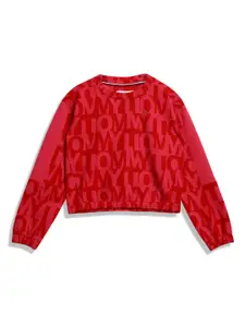 Tommy Hilfiger Girls Typography Printed Cotton Pullover