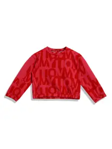 Tommy Hilfiger Infant Girls Typography Printed Cotton Pullover