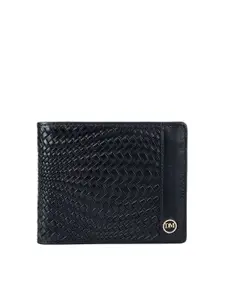 Da Milano Men Abstract Textured Leather Two Fold Wallet