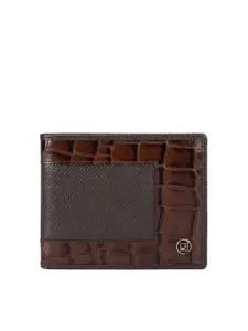 Da Milano Men Abstract Textured Leather Two Fold Wallet