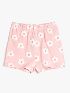 Koton Girls Floral Printed Pure Cotton Regular Shorts