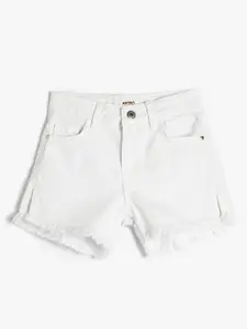 Koton Girls Mid-Rise Pure Cotton Denim Shorts