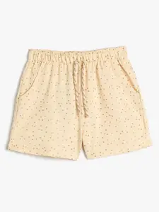 Koton Girls Mid-Rise Floral Printed Pure Cotton Shorts