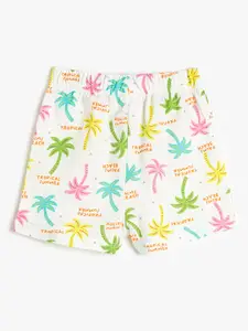 Koton Girls Floral Printed Mid Rise Cotton Shorts