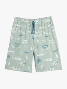 Koton Boys Typography Printed Mid Rise Pure Cotton Shorts