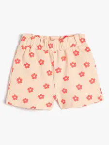 Koton Girls Floral Printed Pure Cotton Shorts