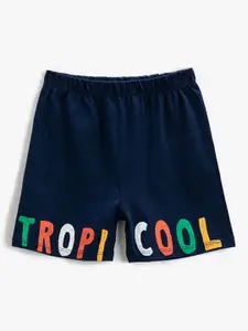 Koton Infant Boys Typographic Printed High-Rise Pure Cotton Shorts