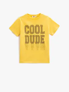 Koton Boys Typography Printed Pure Cotton T-shirt