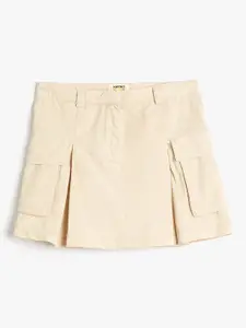 Koton Girls Pocket Detailing Cotton A-Line Mini Skirt