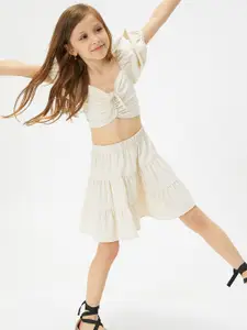 Koton Girls Striped Flared Mini Skirt