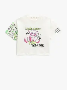 Koton Girls Graphic Printed Pure Cotton Loose T-shirt