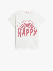 Koton Girls Typography Printed Regular Fit Cotton T-shirt