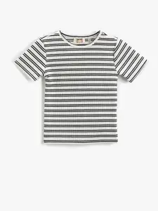 Koton Girls Striped Round Neck T-shirt