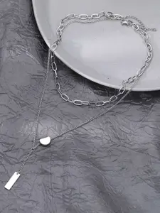 ZIVOM Silver-Toned Silver-Plated Layered Necklace