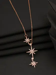 ZIVOM Rose Gold-Plated American Diamond Studded Necklace