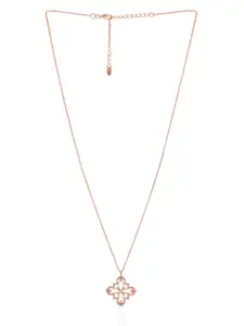 March by FableStreet 18k Rose Gold-Plated Silver Geometric Pendant With Chain