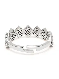 March by FableStreet Rhodium Plated CZ Studded Sterling Silver Finger Ring