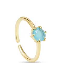 March by FableStreet 18KT Gold Plated Sterling Silver Turquoise Studded Finger Ring