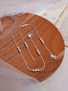 TEEJH Set Of 2 Silver-Plated Anklets