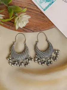 TEEJH Silver-Plated Contemporary Hoop Earrings