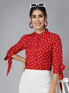 Style Quotient Red Polka Dot Printed Casual Shirt