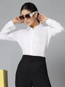 Style Quotient White Smart Spread Collar Formal Shirt