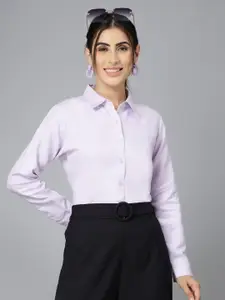 Style Quotient Lavender Smart Spread Collar Formal Shirt