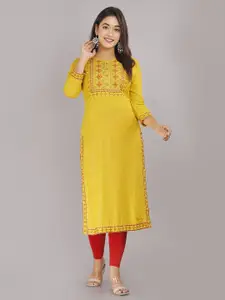 KALINI Thread Work Yoke Design Straight Kurta