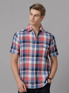 Aldeno Comfort Tartan Checks Spread Collar Short Sleeve Casual Shirt