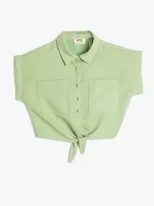 Koton Girls Spread Collar Opaque Pocket Casual Shirt