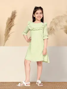 FASHION DREAM Girls Checked Ruffled A-Line Dress