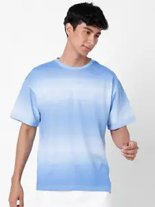 VASTRADO Ombre Dye Round Neck Oversized Cotton Casual T-Shirt